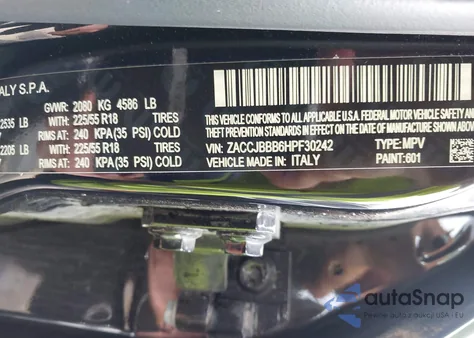 2017 Jeep Renegade Latitude 4X4 z USA, uszkodzony, nr VIN ZACCJBBB6HPF30242